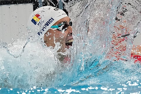 David Popovici, of Romania competes men's 200-meter freestyle final
